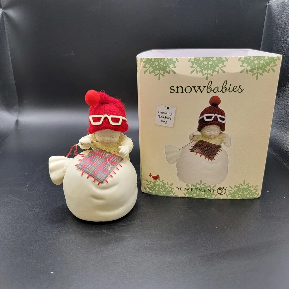 Snowbabies Mending Santa's Bag Figurine